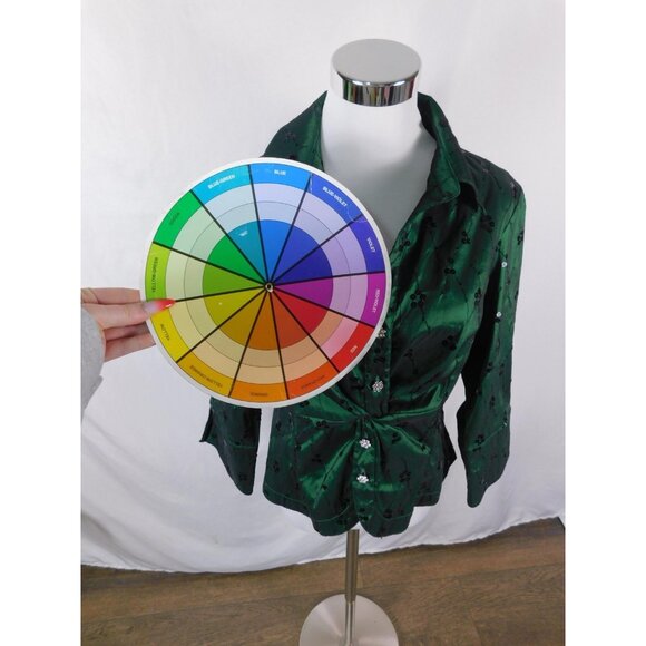 Cachet Emerald Embellished Blouse 12 - Sequin - Excellent - Witchcore Elegant - Picture 11 of 13